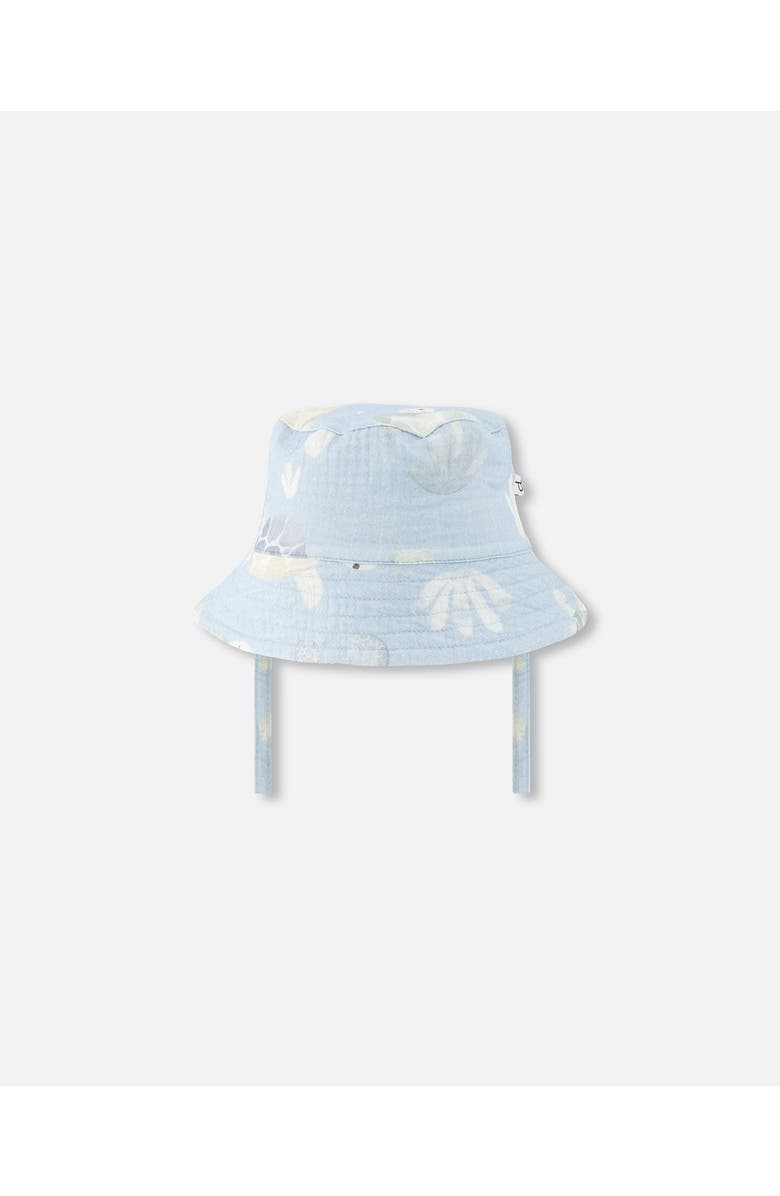Deux par Deux Cotton Muslin Turtle Print Hat, Main, color, Blue Turtle Print