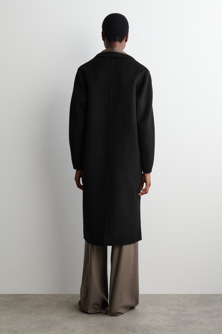 Double-Faced Wool Long Coat, Alternate, color, BLACK