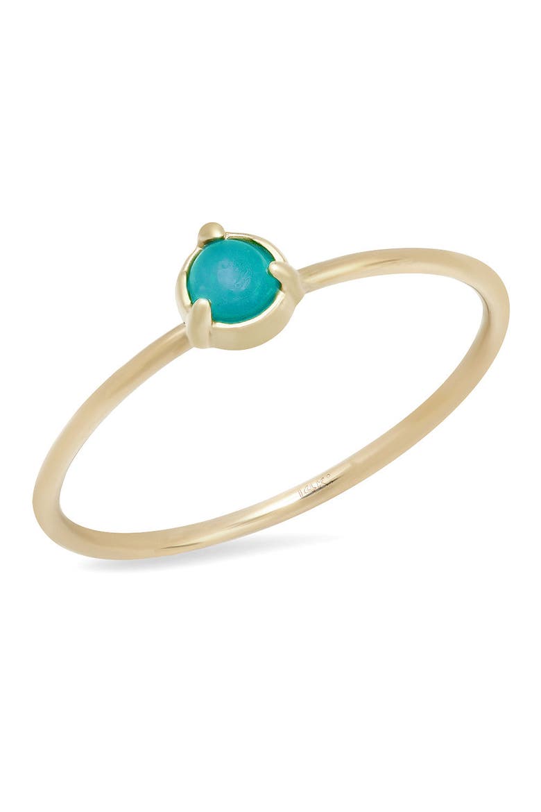 "Claw" 14K Gold  3 Prong Stackable Ring, Main, color, Turquoise