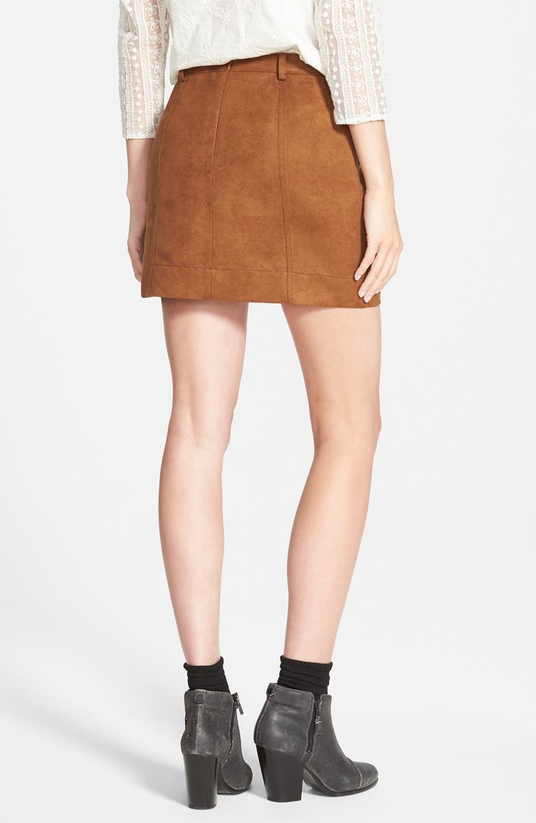 Hinge Faux Suede A-Line Miniskirt, Alternate, color,