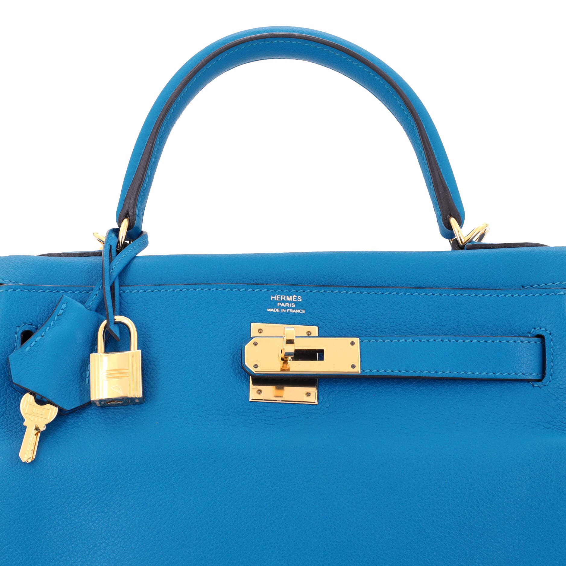 Pre-Owned Hermes Kelly Handbag Blue Evercolor with Gold Hardware 28, Alternate, color, Bleu Zanzibar