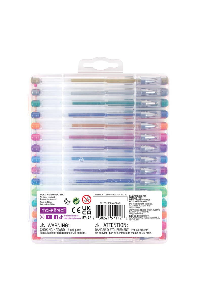 Three Cheers For Girls 30 Piece Gel Pen Set W/ 100 Colorin Stickers, Alternate, color, Multicolored