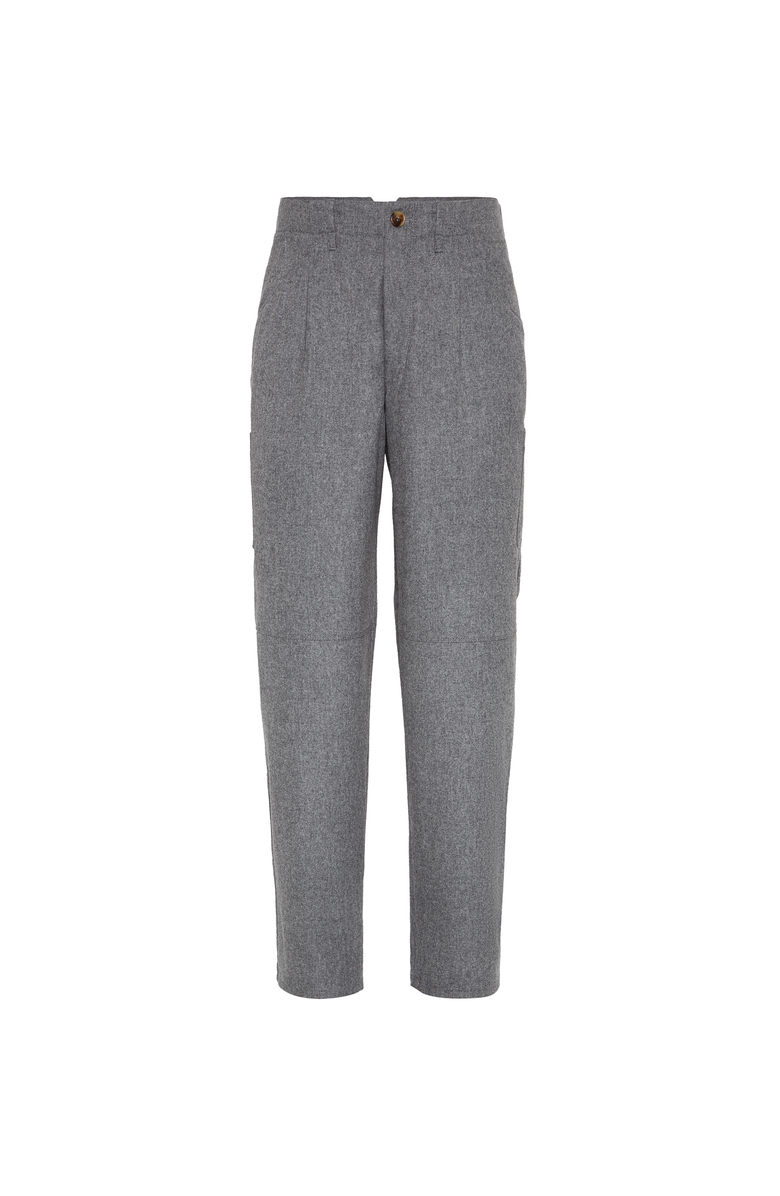 Brunello Cucinelli Virgin wool flannel trousers, Main, color, Medium Grey