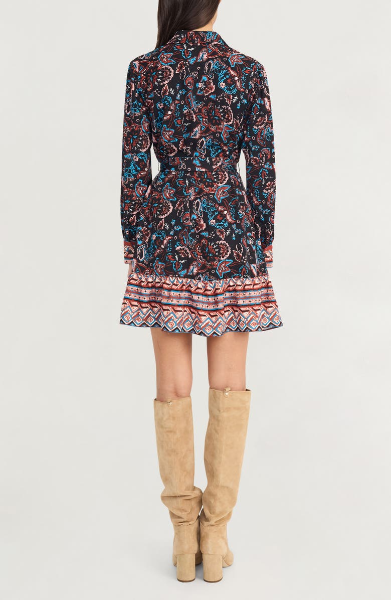 The Good Journey Paisley Long Sleeve Fit & Flare Shirtdress, Alternate, color, Black/ Blue