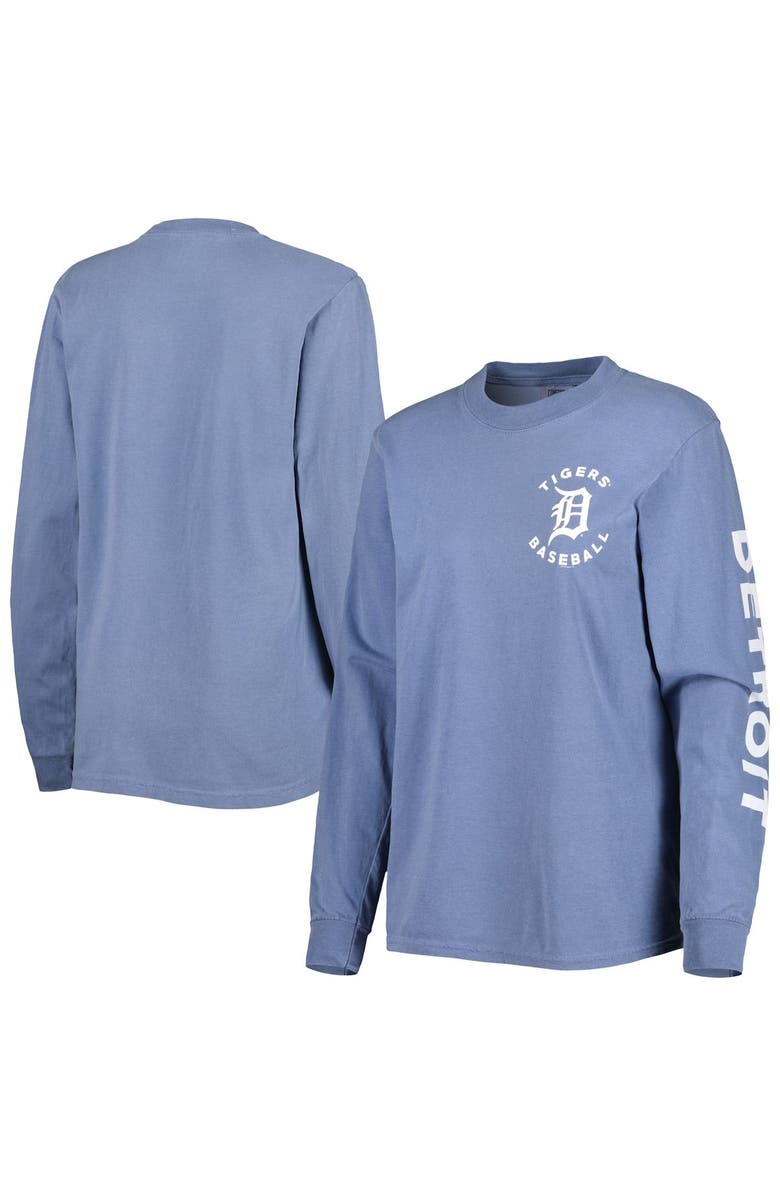 SOFT AS A GRAPE Women's Soft as a Grape Blue Detroit Tigers Team Pigment Dye Long Sleeve T-Shirt, Alternate, color, 