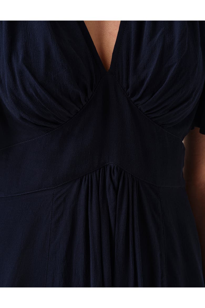 Rosalie Angel Sleeve Crepe Midi Dress, Alternate, color, Navy