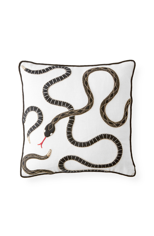 Jonathan Adler Eden Embroidered Pillow In Black