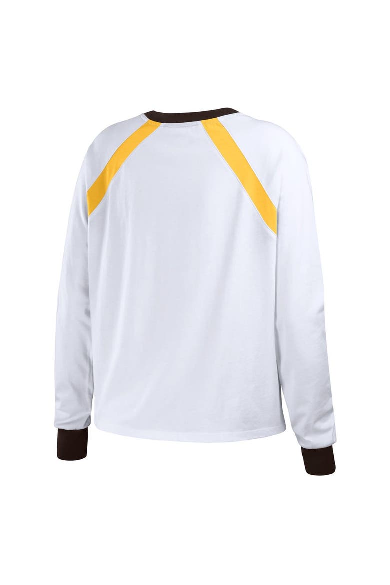Women's WEAR by Erin Andrews White San Diego Padres Raglan Long Sleeve T-Shirt, Alternate, color, White