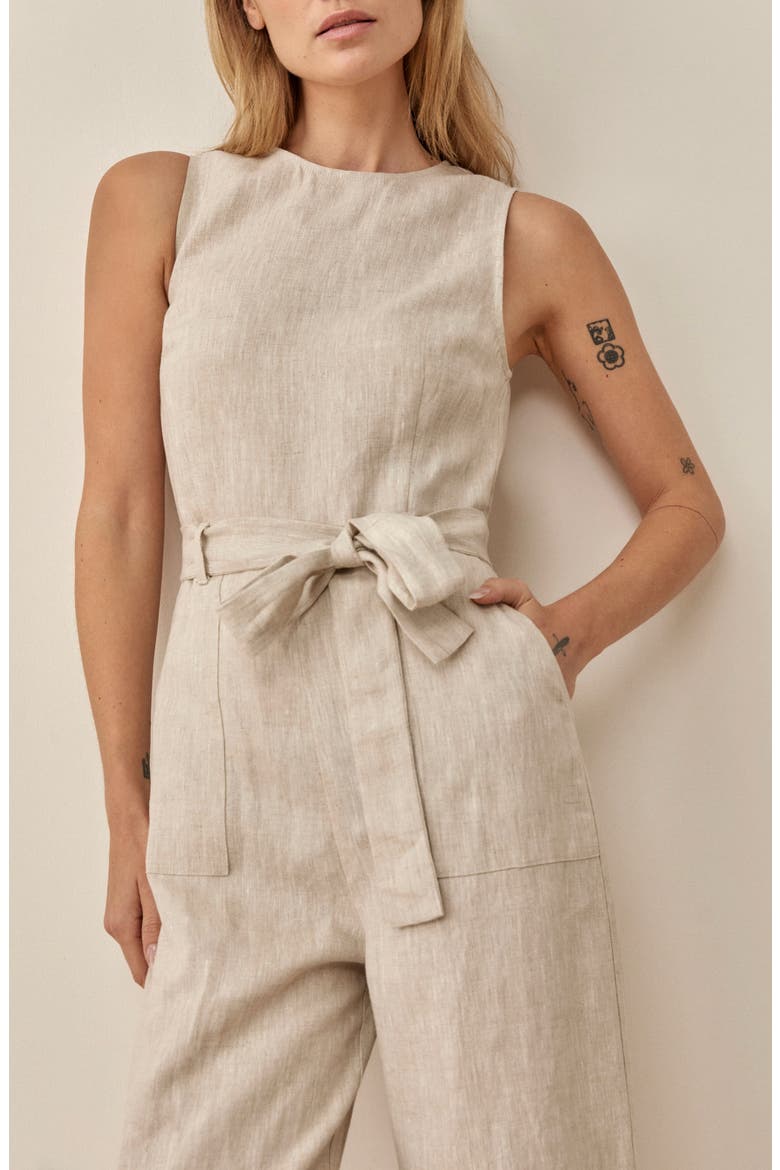 Naomi Wide Leg Linen Jumpsuit, Alternate, color, OATMEAL