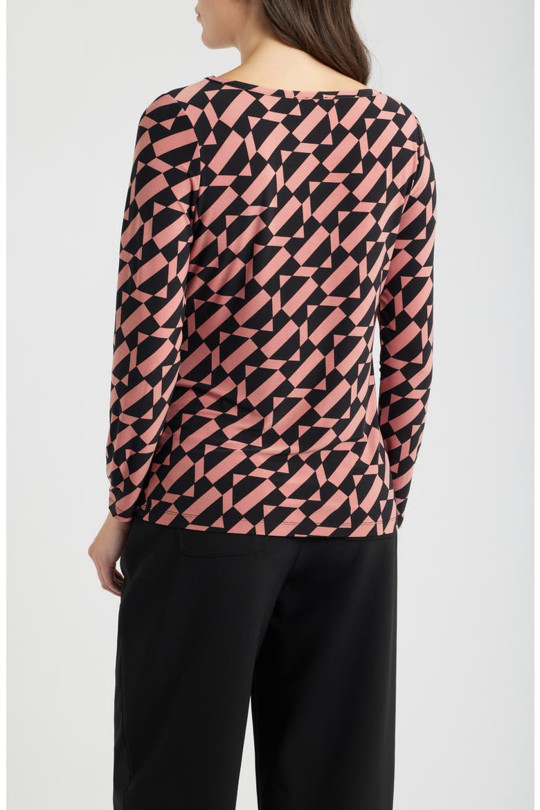Ruched Rivet Print Top, Alternate, color, ANNE BLACK/ PRIMROSE