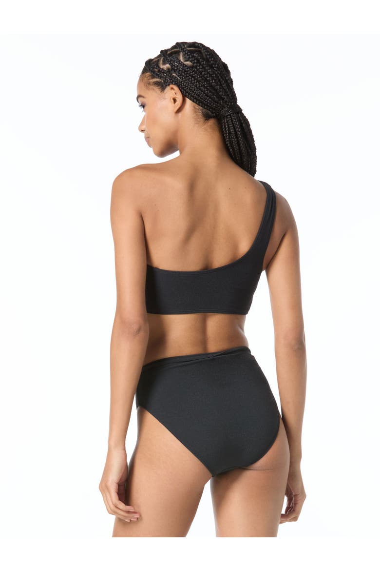 Oval Link Crepe Solids One Shoulder Swim Top, Alternate, color, Black