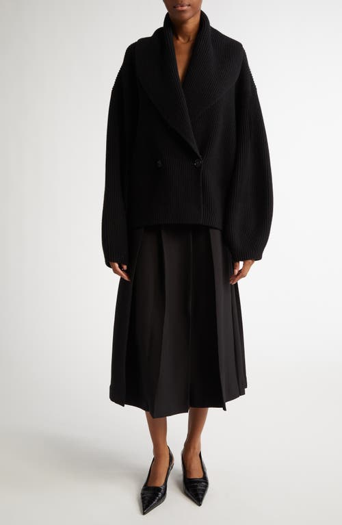 Totême Pleated Wool And Silk-blend Midi Skirt In Black