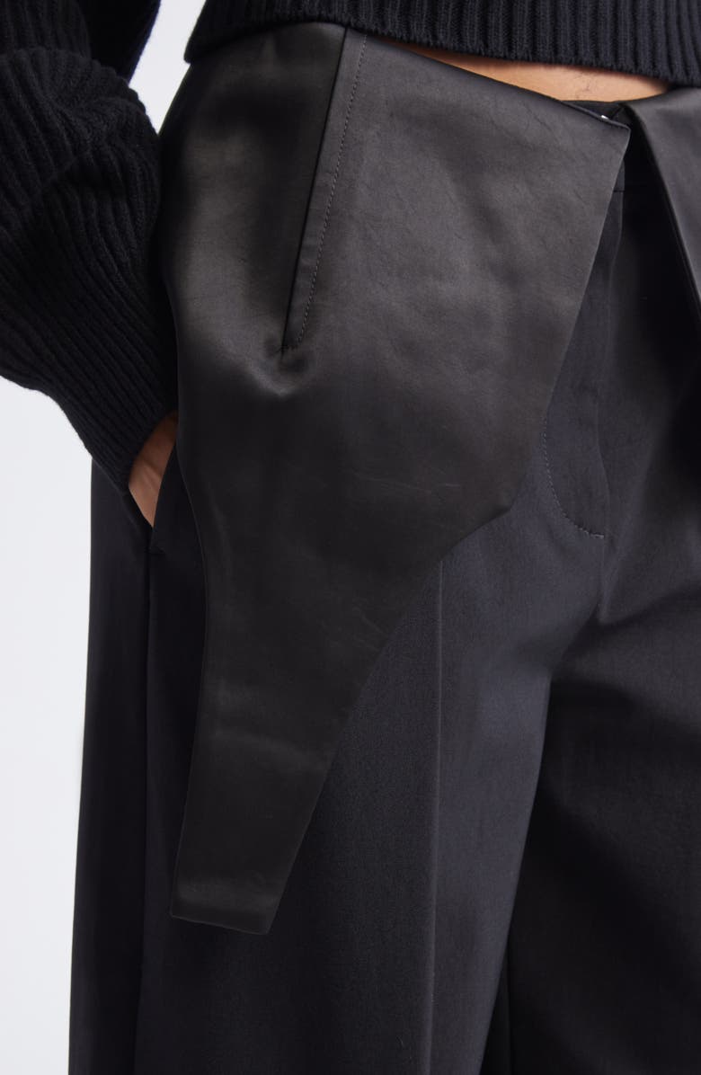 Jean Paul Gaultier Bodysuit Detail Tailored Wide Leg Pants, Alternate, color, Black