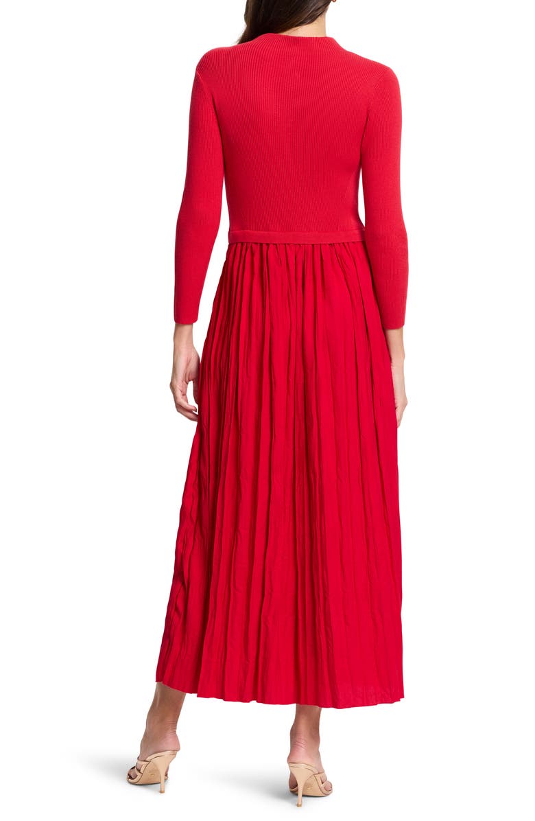 NIC+ZOE Kira Long Sleeve Knit & Woven Dress, Alternate, color, Amaryllis