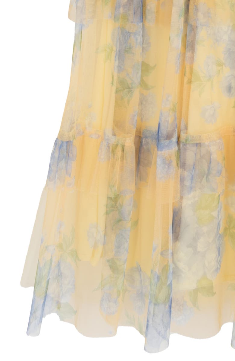 Rare Editions Kids' Floral Flutter Sleeve Mesh Tiered Dress, Alternate, color, Yellow