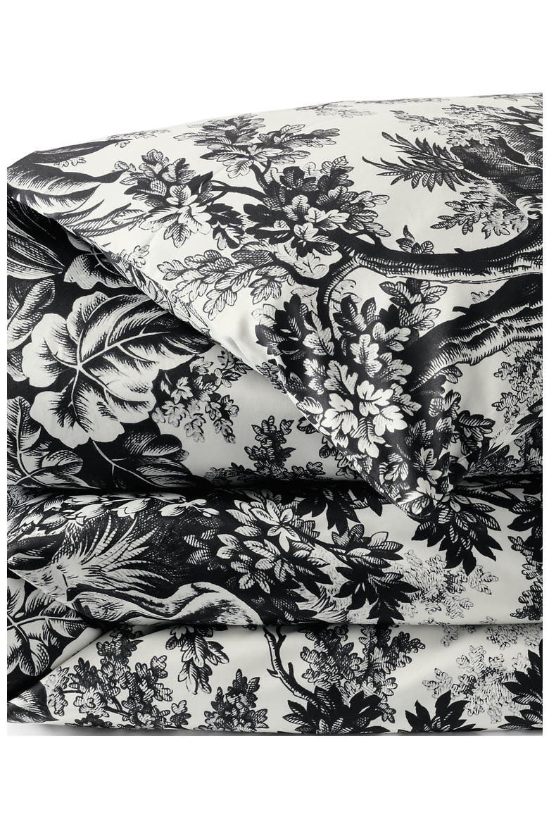 400 Thread Count Premium Supima Cotton No Iron Sateen Duvet Bed Cover, Alternate, color, Ivory/Black Slate Toile