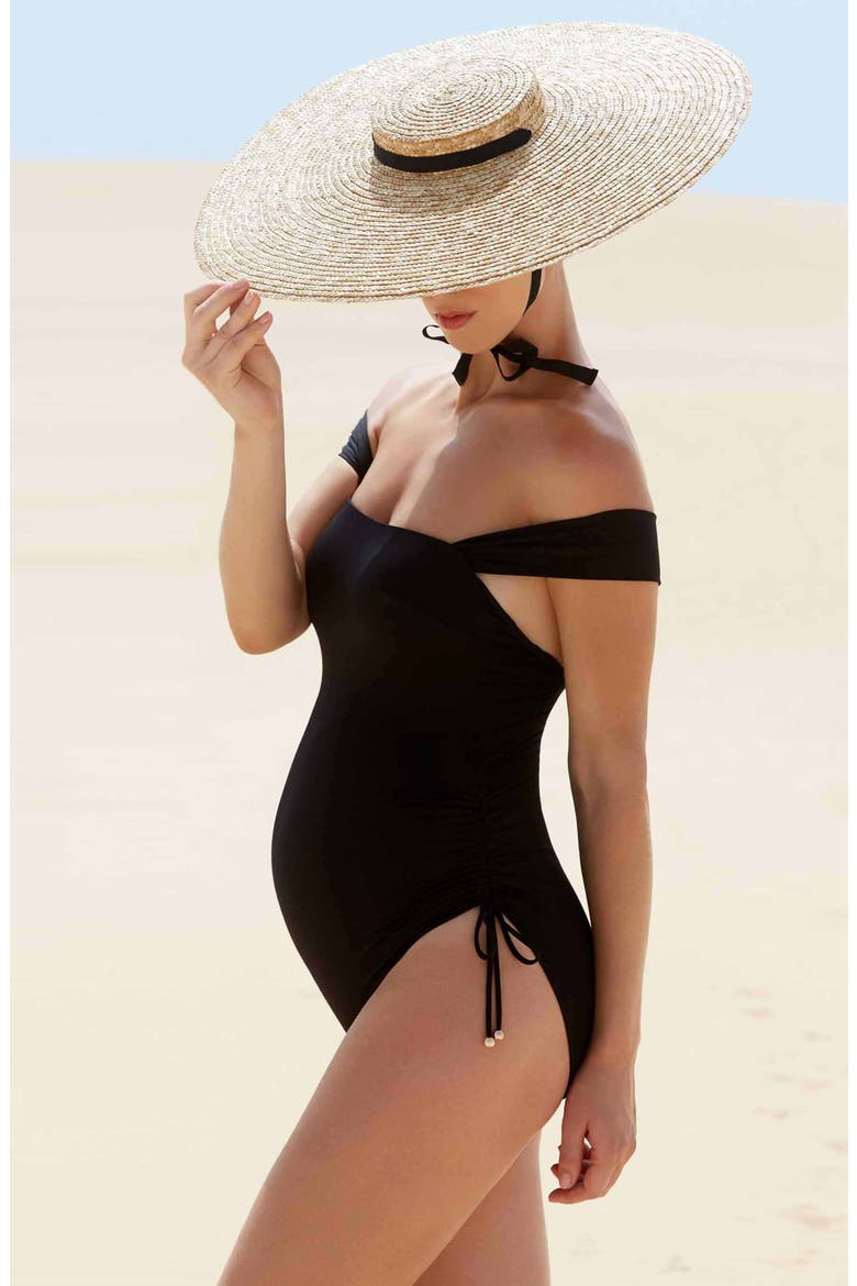 Toscane maternity swimwear, Alternate, color, BLACK