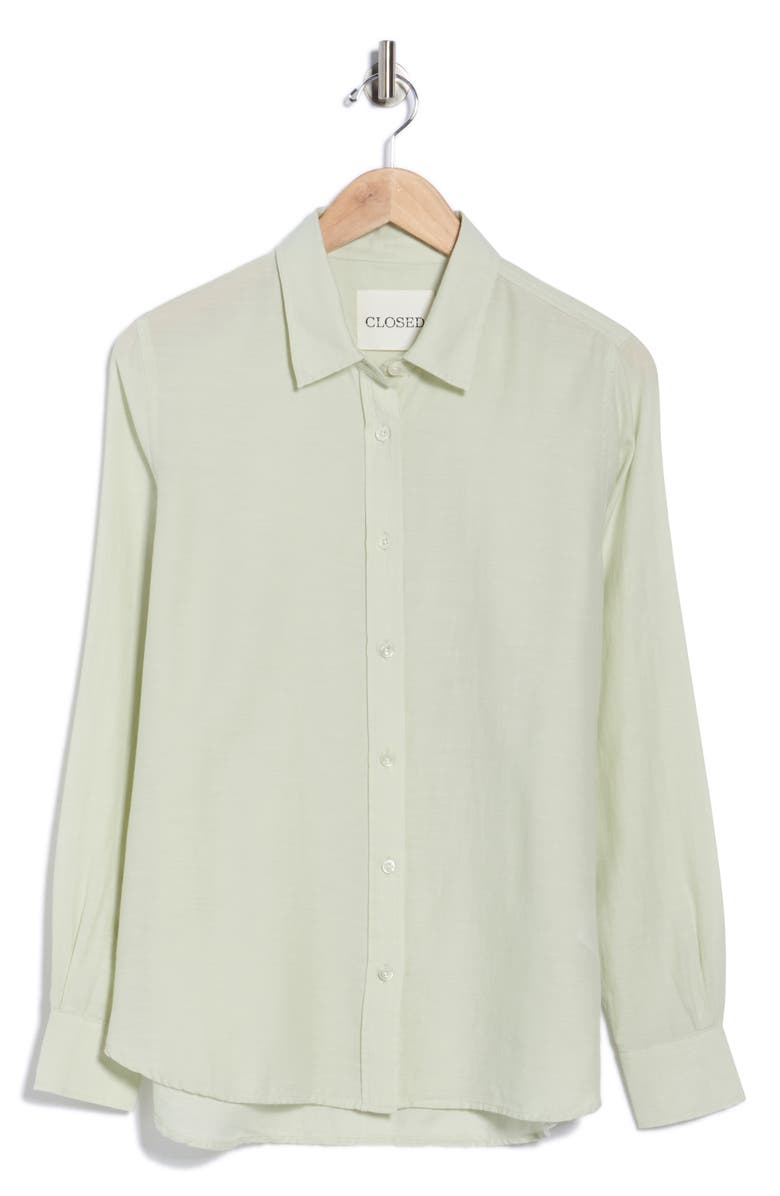 Closed Cotton & Cashmere Blend Button-Up Shirt, Alternate, color, Giada Green