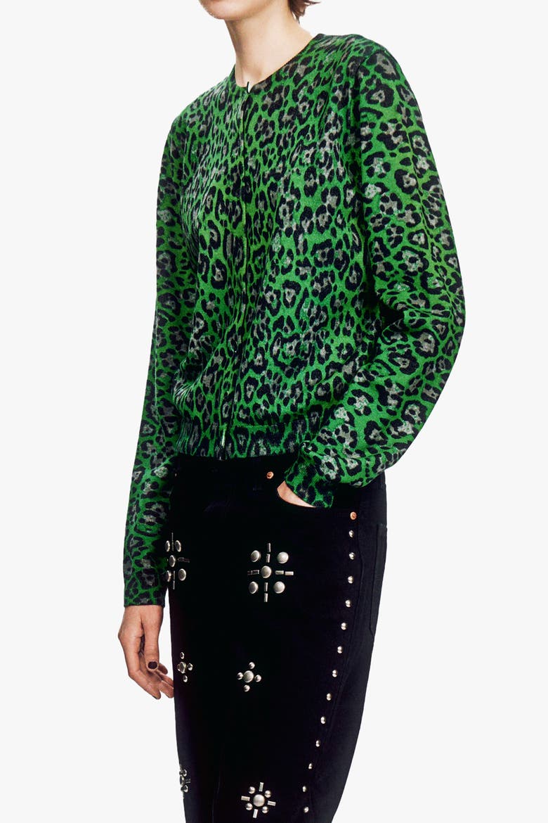 Jaguar Printed Knit Cardigan, Alternate, color, JADE MULTI