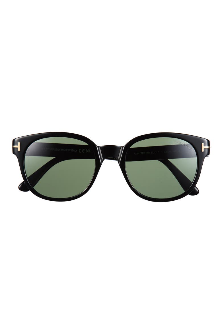 Mert 53mm Round Sunglasses, Main, color, SHINY BLACK / GREEN