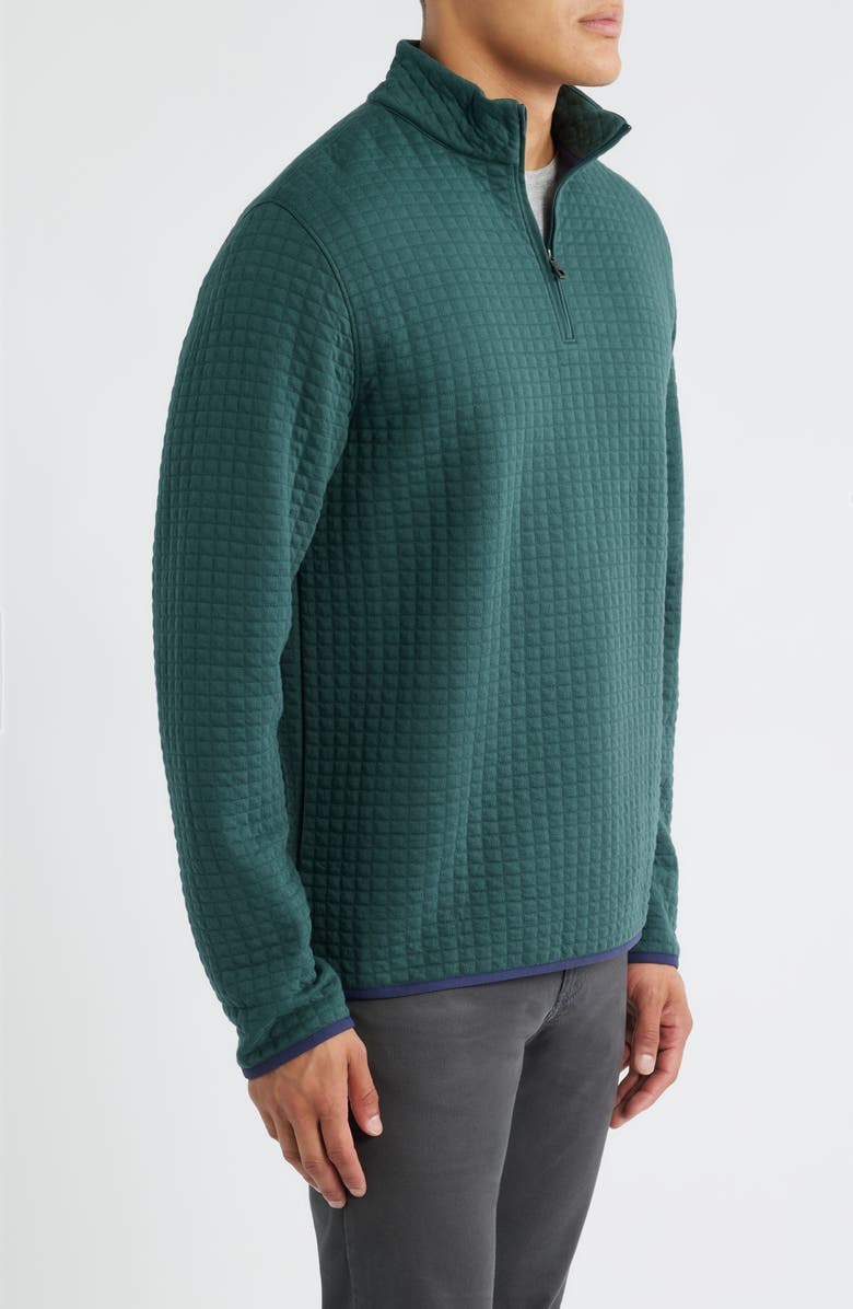 Peter Millar Quad Quilted Quarter Zip Pullover, Alternate, color, Nordic Pine
