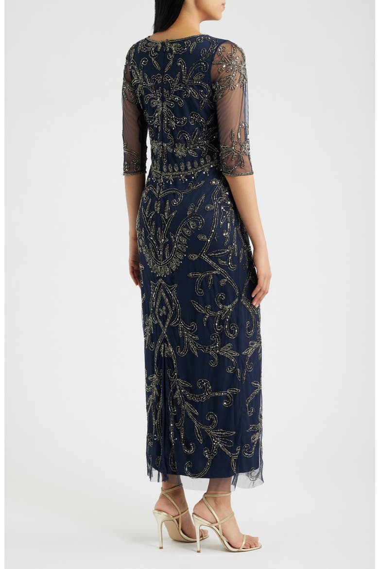 Sequin Illusion Gown, Alternate, color, NAVY 410