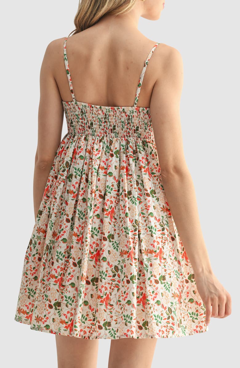All in Favor Pleated Cotton Mini Sundress, Alternate, color, Cream Red Floral