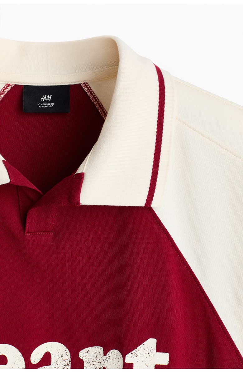 H&M Oversized Fit Polo Shirt, Alternate, color, Red/Heartbreaker Season