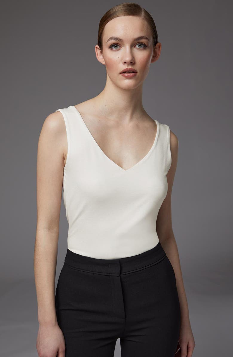 LK Bennett Athena V-Neck Tank Top, Alternate, color, Ivory