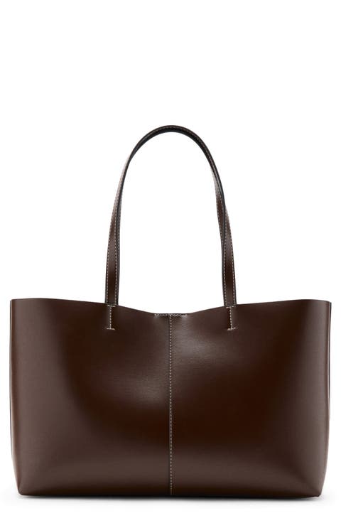 Faux Leather Shopper Tote