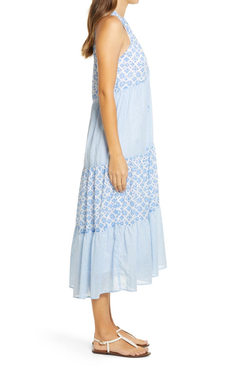 vineyard vines Diamond Print Halter Midi Dress, Alternate, color,