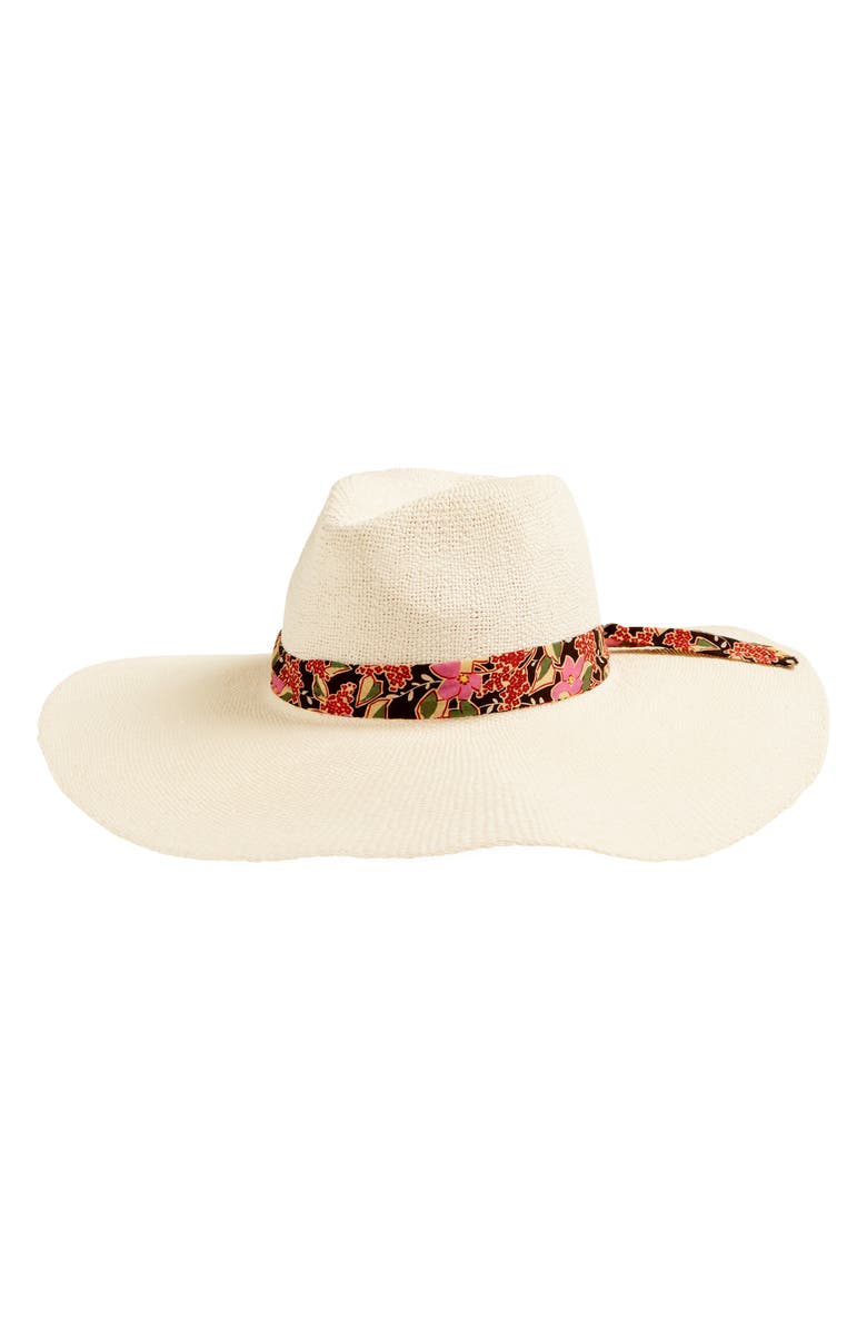 Ted Baker London Abbyyy Print Trim Straw Sun Hat, Main, color, 