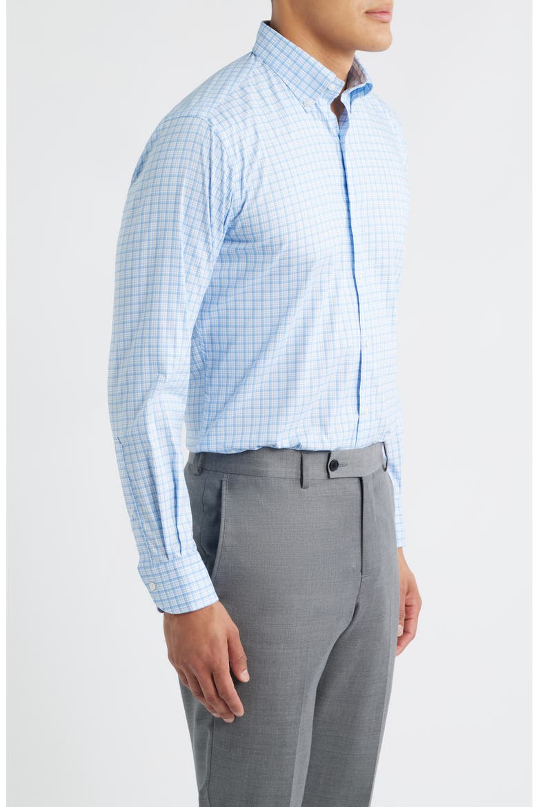 Crown Lite Shadow Check Performance Twill Button-Down Shirt, Alternate, color, COTTAGE BLUE