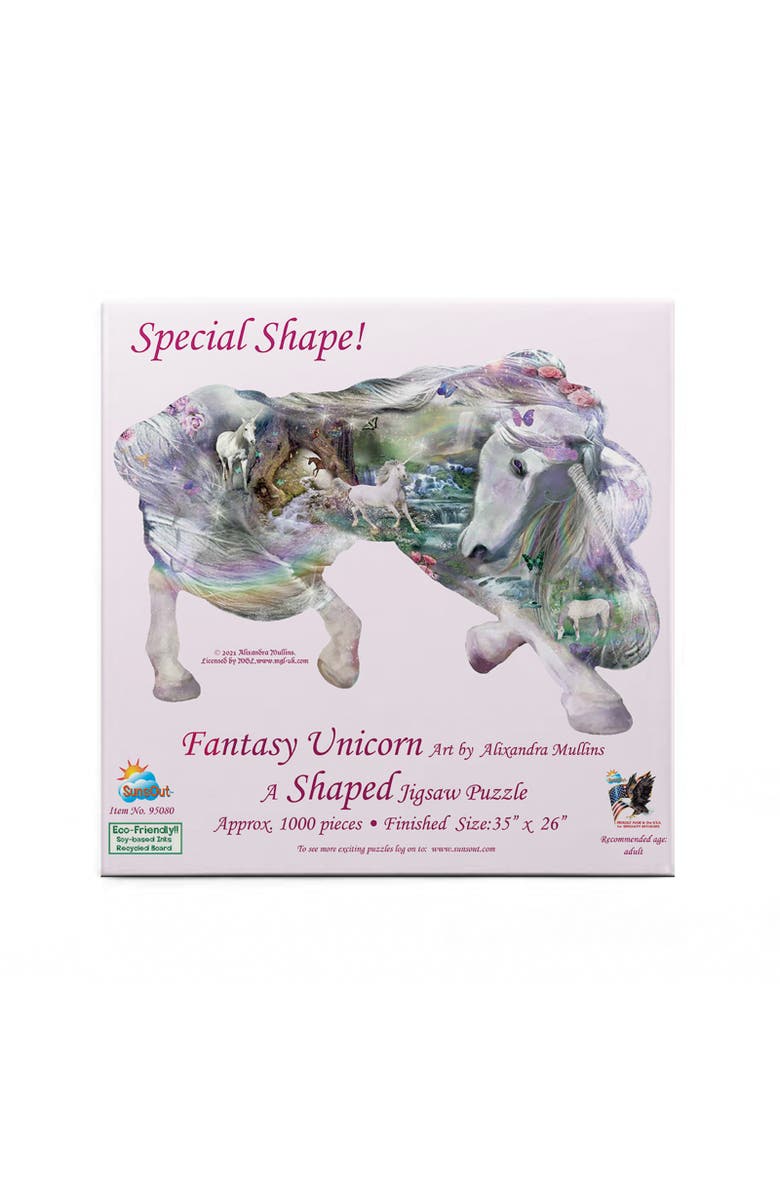 Sunsout Fantasy Unicorn 850 piece Jigsaw Puzzle for Adults Special Shape, Alternate, color, Multicolor