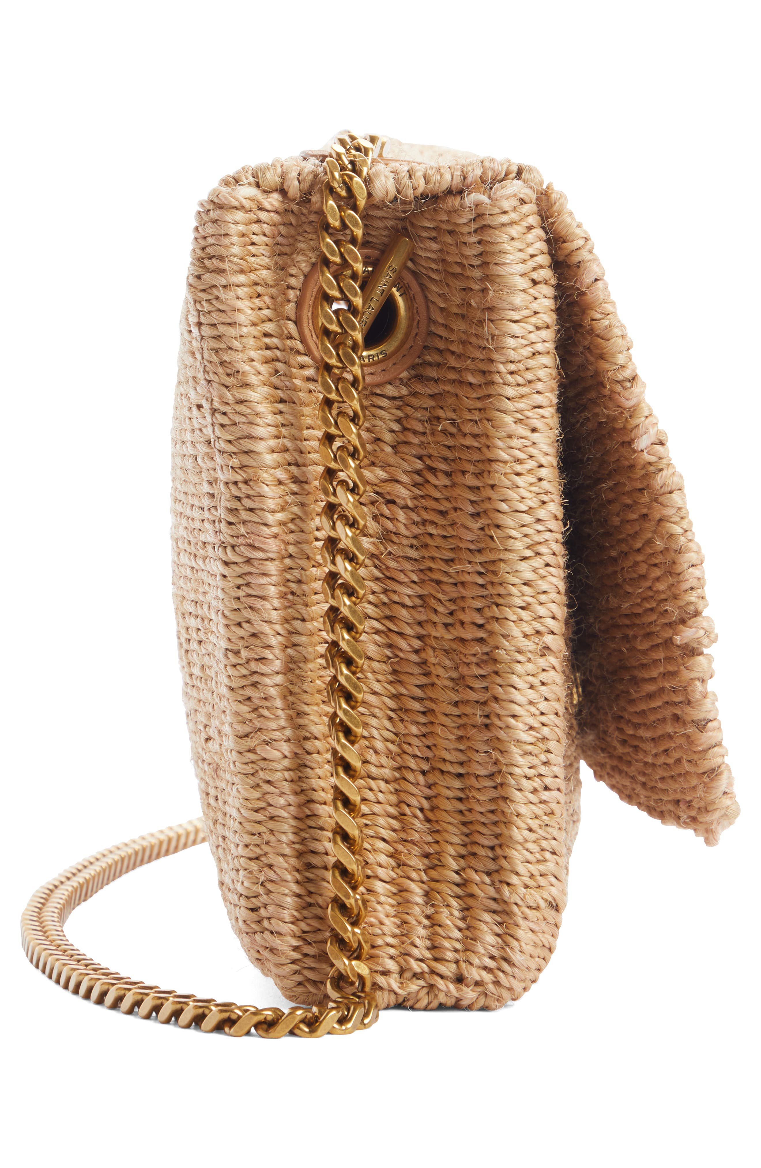 Saint Laurent Medium Kate Raffia Shoulder Bag, Alternate, color, 