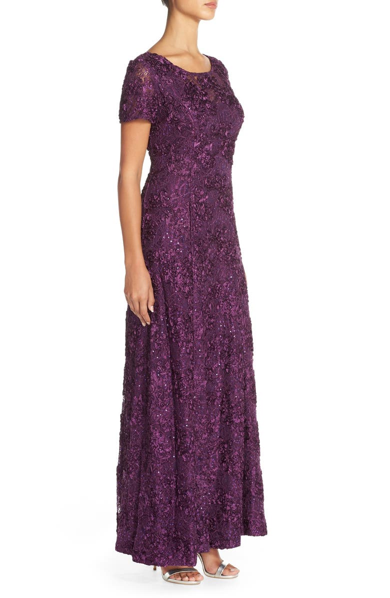 knee length dresses for ladies Alex Evenings Plus Size Rosette Gown - Navy main image 0