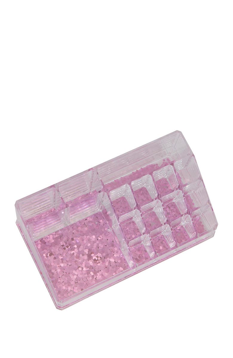 KENNEDY INTERNATIONAL Simplify Pink 16 Compartment Glitter Cosmetic Organizer, Alternate, color, 