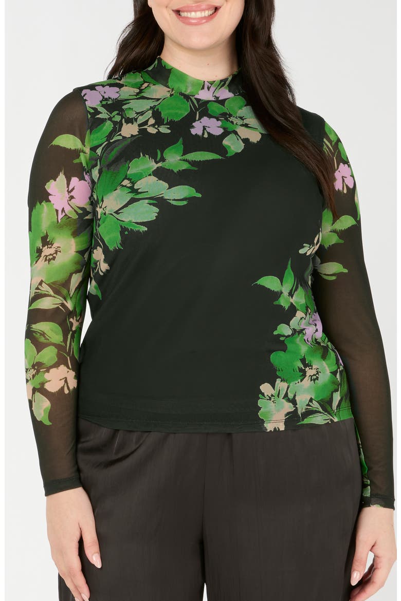 Fiora Floral Print Mesh Top, Main, color, IVY FLEUR