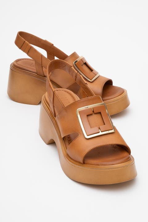 Lucia Leather Buckle Platform Sandal