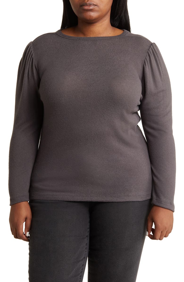 Renee C Long Sleeve Puff Shoulder Top, Main, color, Dark Cement