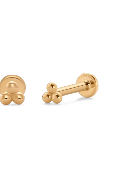 14k Trinity Stud Earring (Flat Back)