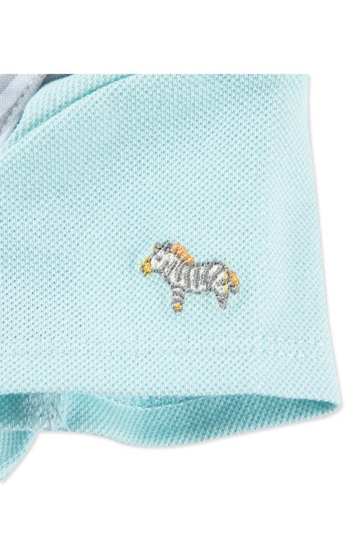 Shop Little Me Safari Cotton Polo & Seersucker Overalls Set In Grey
