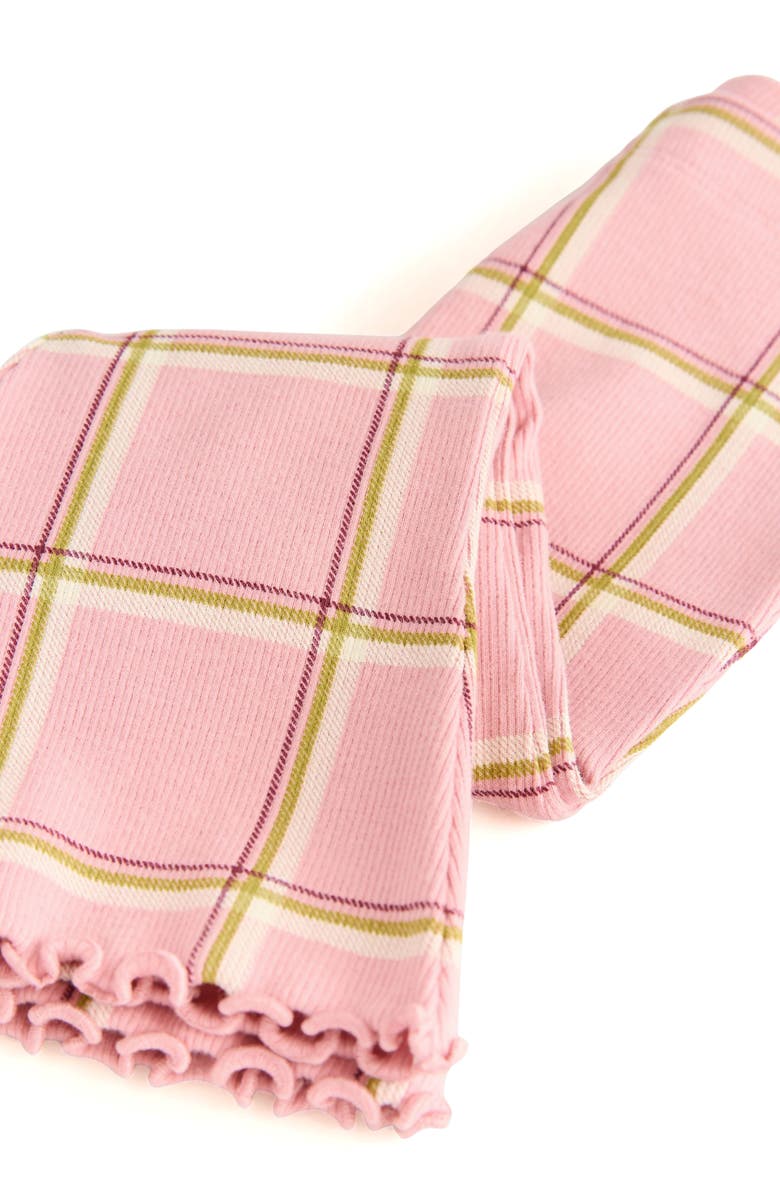 NEXT Kids' Check Rib Flare Leggings, Alternate, color, Pink