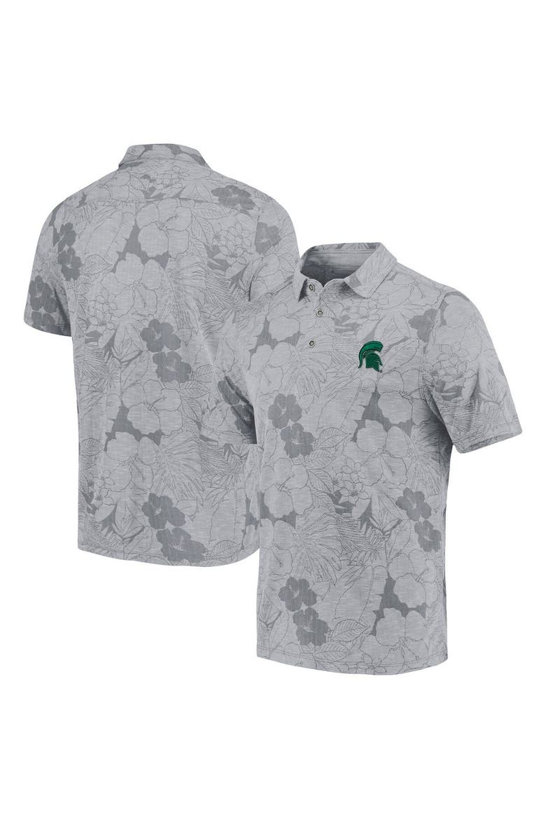 Men's Tommy Bahama Gray Michigan State Spartans Miramar Blooms Polo, Main, color, Gray