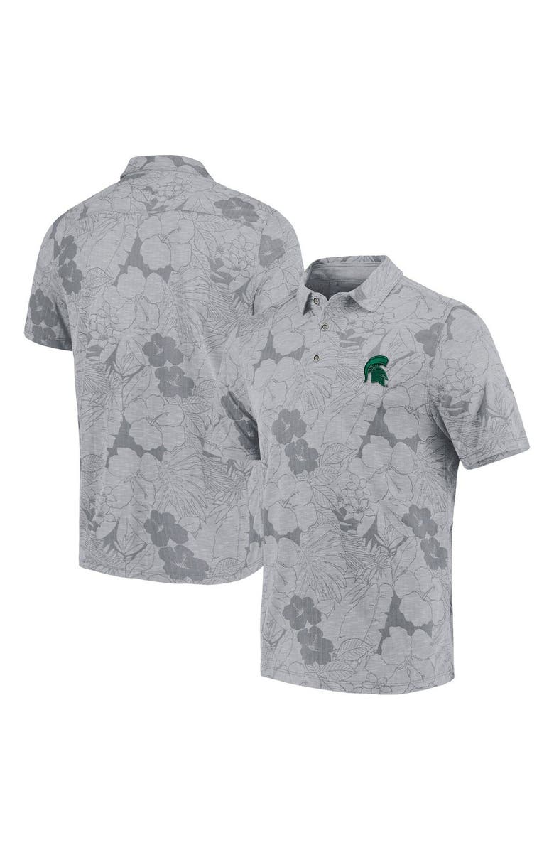 Tommy Bahama Men's Tommy Bahama Gray Michigan State Spartans Miramar Blooms Polo, Main, color, Gray