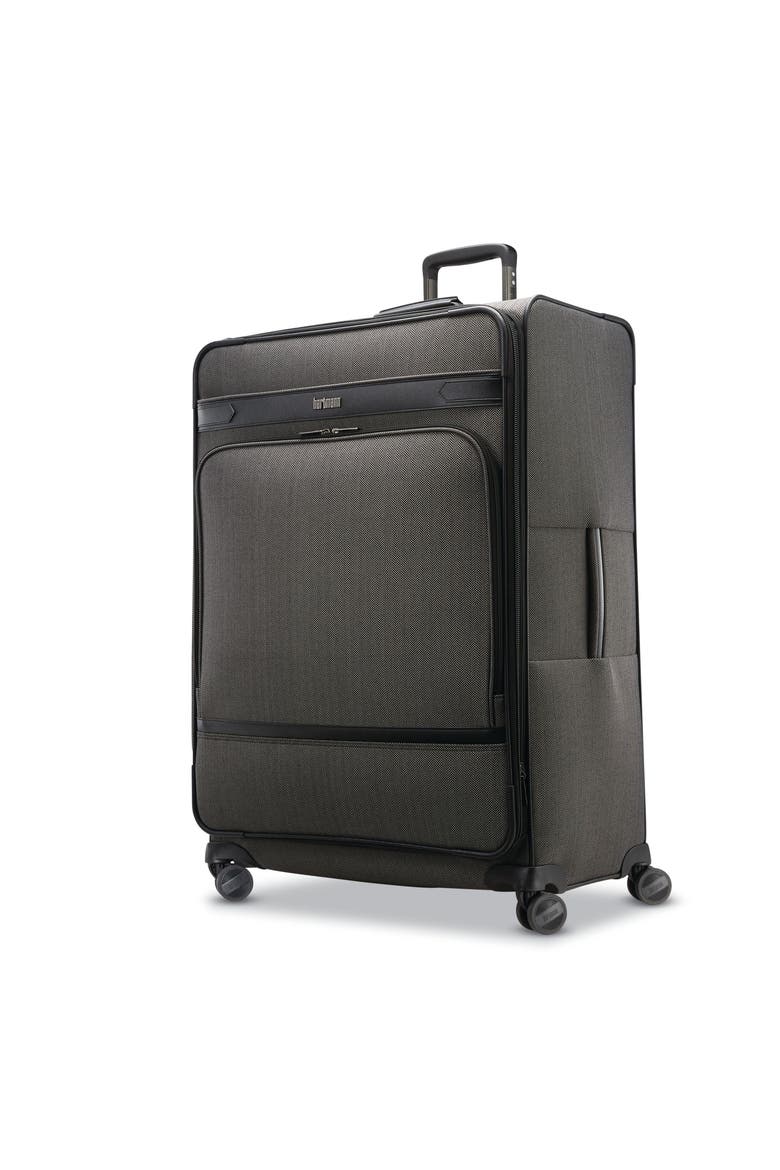 Herringbone Deluxe Extended Journey Expandable 29" Large Checked Spinner Luggage, Main, color, Black Herringbone
