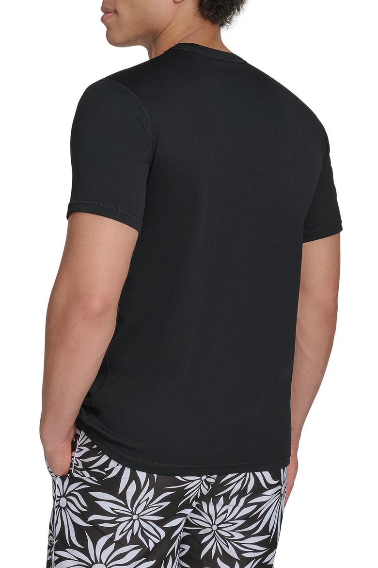 Monogram Logo Short Sleeve Rashguard, Alternate, color, BLACK