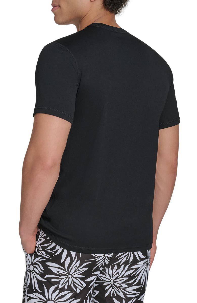 Calvin Klein Monogram Logo Short Sleeve Rashguard, Alternate, color, Black