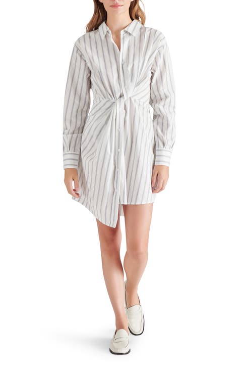 Nadia Stripe Knot Long Sleeve Shirtdress