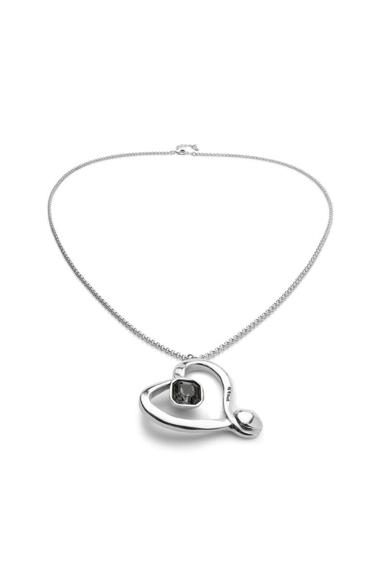Long Heart Pendant Necklace, Main, color, Silver